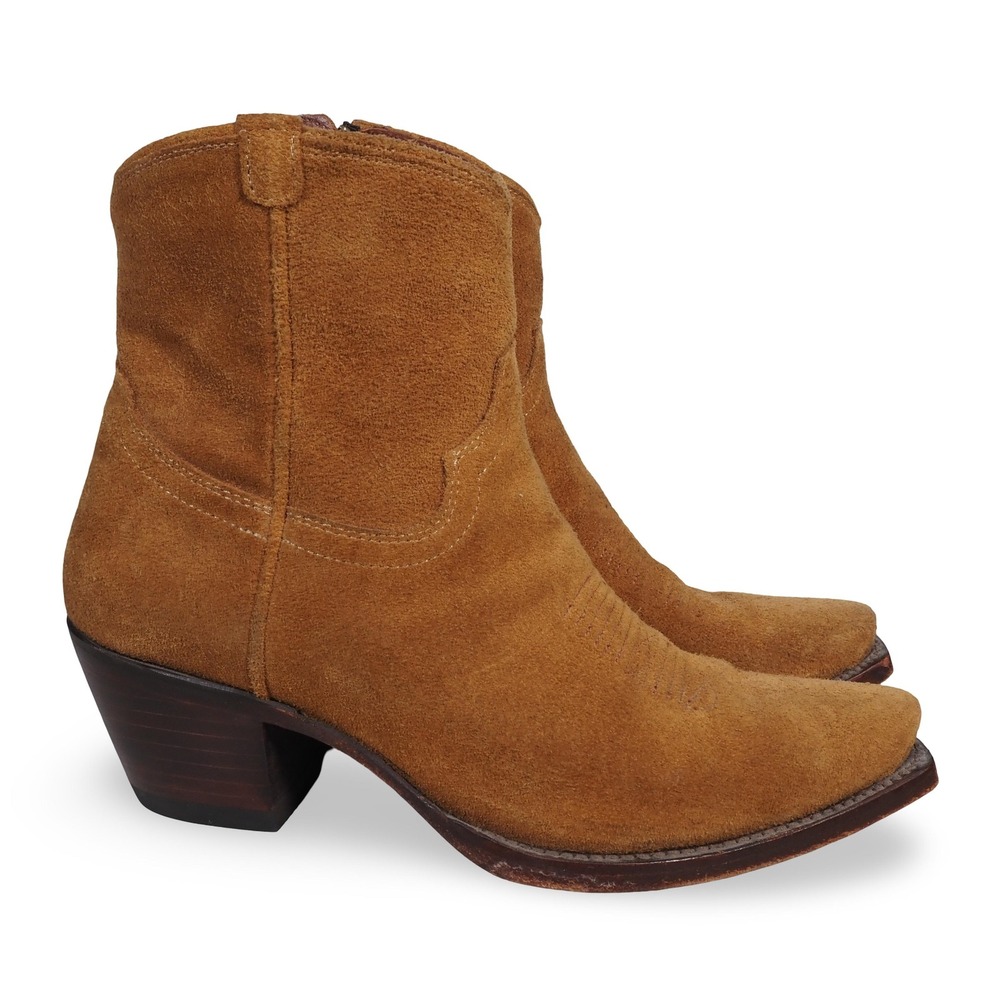 Tecovas The Daisy Sienna Suede Womens 8.5B Side Zip Ankle Western Boots Brown - Picture 4 of 11